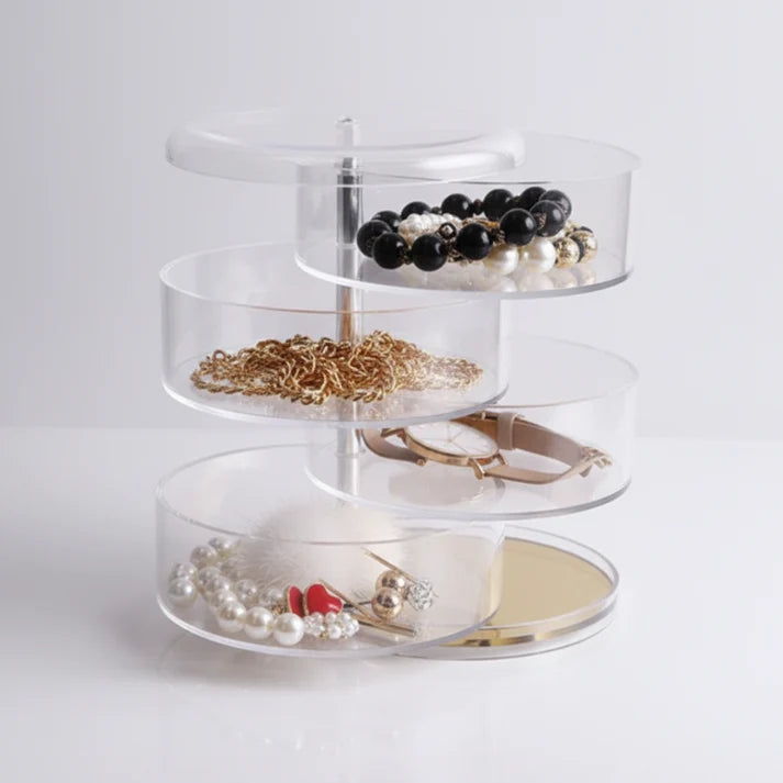 ✨ 4-Layer Rotating Jewelry Organizer Box | Multi-Tier Storage for Rings, Earrings & Accessories