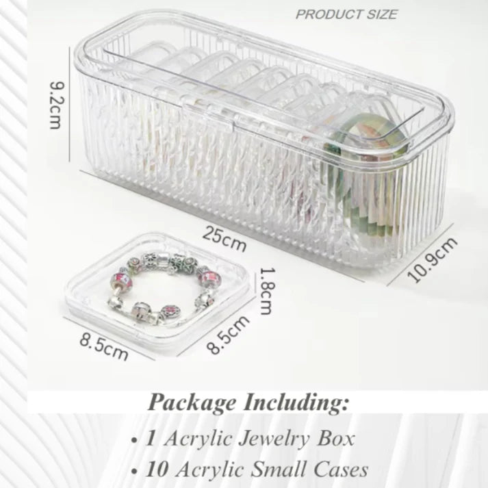 Acrylic Jewelry Organizer Box Set | 10 Individual Storage Cases