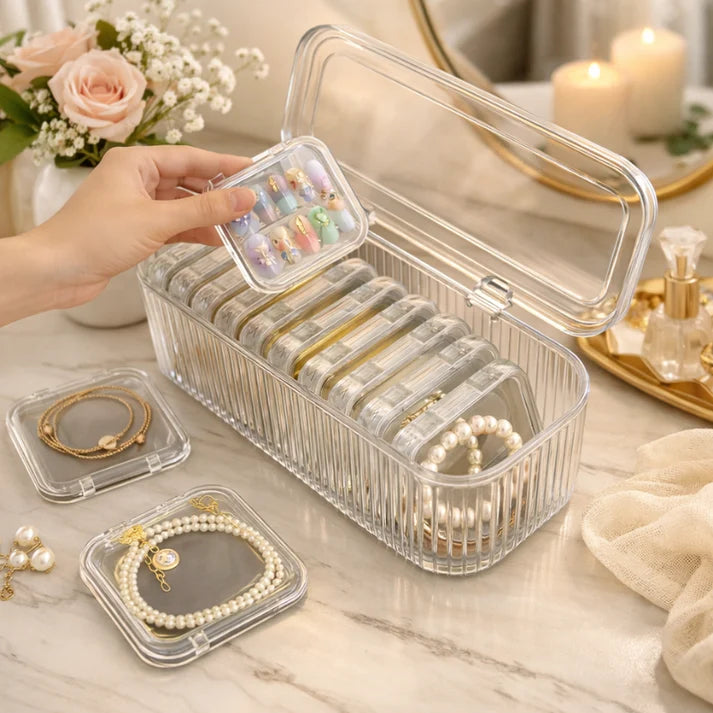 Acrylic Jewelry Organizer Box Set | 10 Individual Storage Cases