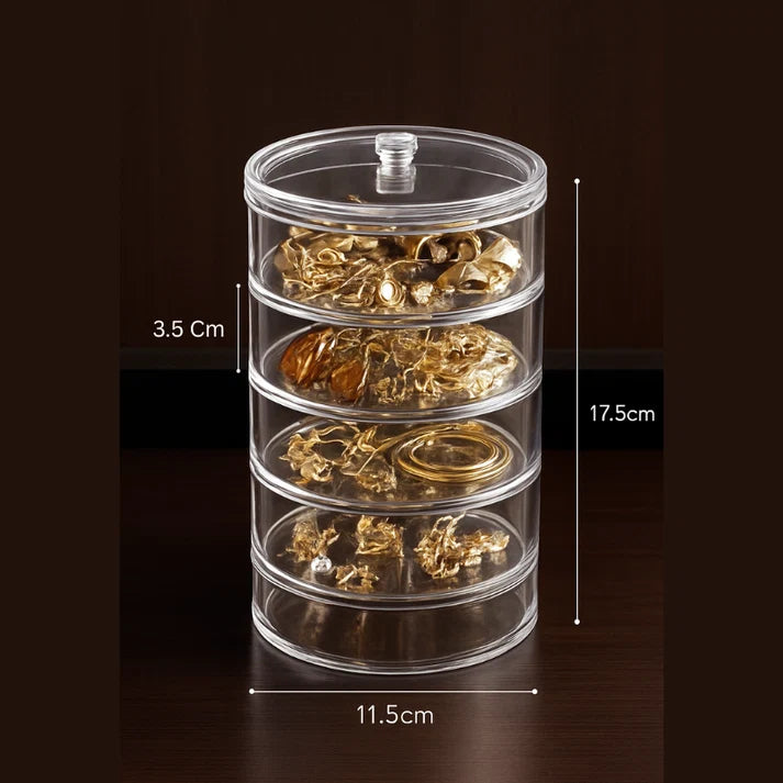 ✨ 4-Layer Rotating Jewelry Organizer Box | Multi-Tier Storage for Rings, Earrings & Accessories
