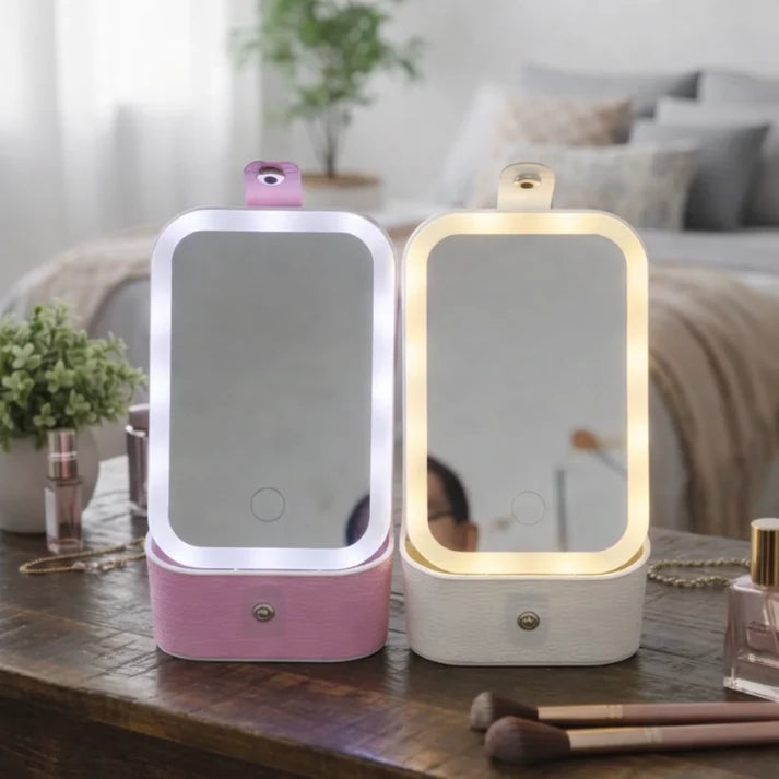🧳 Travel Makeup Case with LED Lighted Mirror | Portable Cosmetic Organizer