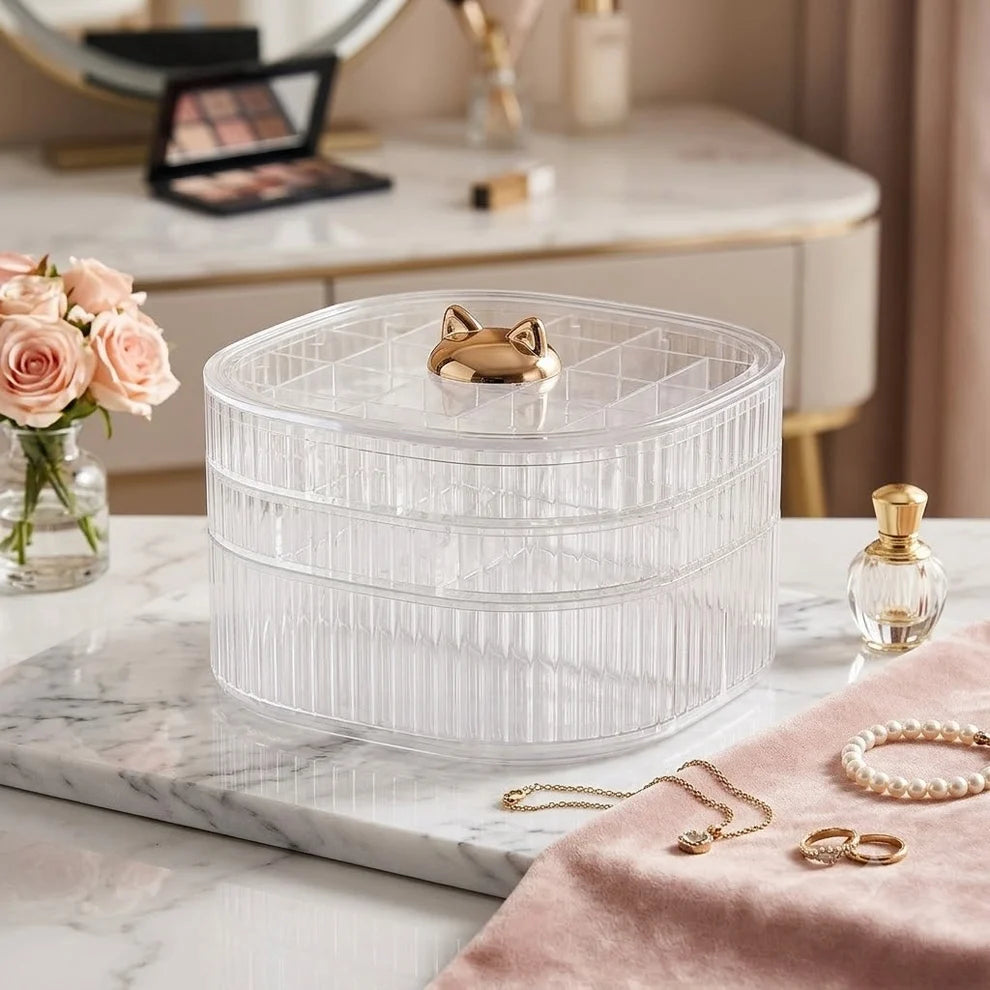 ✨ 3-Layer Crystal Clear Acrylic Jewelry Box