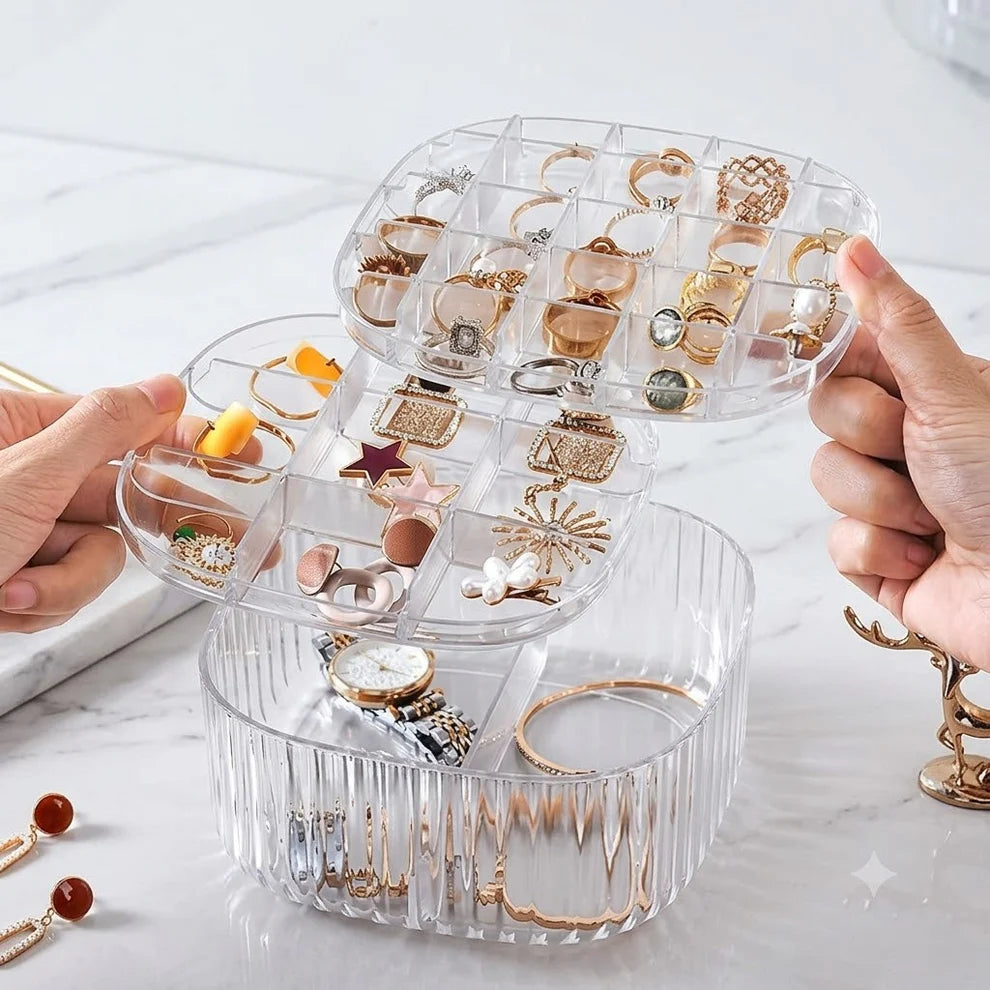 ✨ 3-Layer Crystal Clear Acrylic Jewelry Box